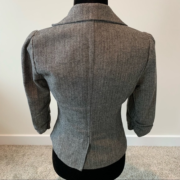 Black and Gray Tweed Cropped Blazer - Picture 3 of 5